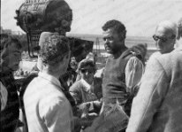Tournage Othello, Safi 1950 Tournage Othello, Safi 1950, Maria de Matteis, peut être George Fanto à droite .